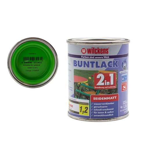Wilckens Buntlack 2in1 Dispersion seidenmatt 30 Farben 125ml, Farben:Leuchtgrün von Wilckens