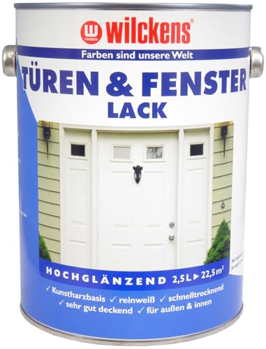 Türen & Fensterlack 2,5 l ca. 35 m² Wilckens Türenlack Lack reinweiß außen Innen Decklack von Wilckens