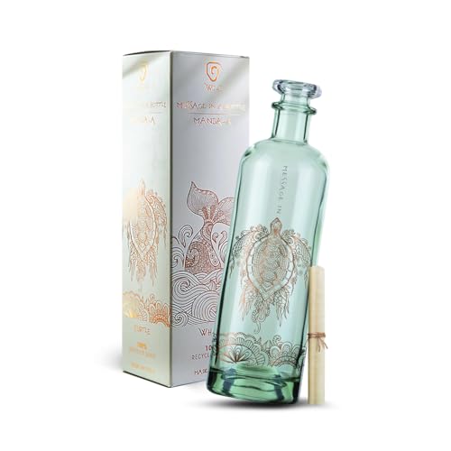 Wild - Message in a Bottle | Flasche aus recyceltem Glas | Linie Mandala - Turtle von Wild - Message in a Bottle