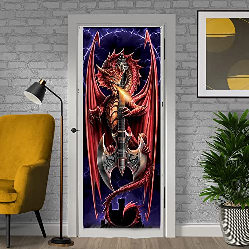 Power Chord Tür-Banner, Gotik Okkultes Home Schlafzimmer Outdoor Dekoration, Anne Stokes Kunst, 190cm x 70cm von Wild Star Hearts