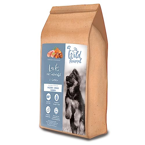 Wild Animal Whelp - Premium Hundefutter - Maxi Lachs mit Schellfisch, blauem Wittling, Süßkartoffel & Spargel, Trockenfutter, getreidefrei,1er Pack (1 x 12kg) von WildAnimal