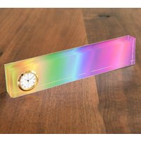 Acryl Schreibtisch Namensschild, Personalisieren Namensschild Mit Regenbogenfarben, Uhr, Für von WildBeanSprouts