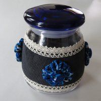 Schwarzer Stoff Abgedeckt Jar, Herzstück Upcycled Glas Mit Yo-Yos, Umfunktionierten Dekorative Kerzenhalter, Rustikale Schwarzer Stoff Abgedeckt Jar, Herzstück Upcycled Glas Mit Yo-Yos, Umfunktionierten Dekorative Kerzenhalter, Rustikale von WildBeanSprouts