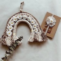 Regenbogen Makramee, Makramee Haarband, Haarclips, Baby Geschenkset, Babyparty, Babygeschenk, Regenbogenmakramee, Kinderzimmerdeko, Nurserydecor von WildBohoStories