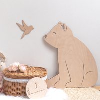 Bär Aus Holz Für Kinderzimmer Dekoration, Tier Holztier Dekor, Kinder Schlafzimmer Dekoration von WildCornerForKids