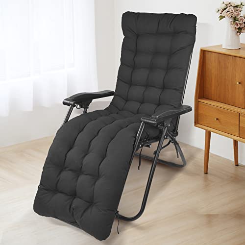 WildFun Liegenauflage, Auflage für Gartenliege 170 x 53 x 8 cm, Auflagen für Deckchair, Polsterauflage für Sonnenliege, Kissen für Liegestuhl, Schwarz von WildFun