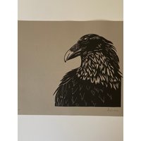 Kein Adler - Handgeschnitzter Original Linoldruck von WildHareHaberdashery