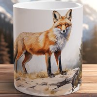 Handgefertigte Fox Mug Wildlife Inspirierte Keramik Kaffeetasse Rocky Mountains Aquarell Kunst Wilder Kaffee-Liebhaber-Geschenk Handgemachte von WildInkHandcrafted