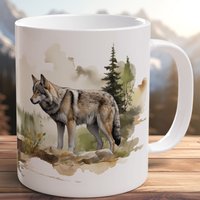 Wolf Becher Wald Kaffeetasse - Wildlife Natur Geschenk, Keramik Tierliebhaber Keramiktasse, Outdoor Cabin Decor, Wandern Camping Art von WildInkHandcrafted
