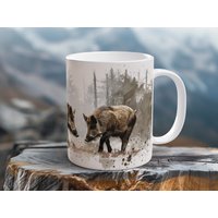Wildschweine Forest Foragers Szene Keramikbecher 15 Unzen Abenteuer Wildschwein Design Ideal Für Outdoor-Enthusiasten Camping Und Rustikale von WildInkHandcrafted