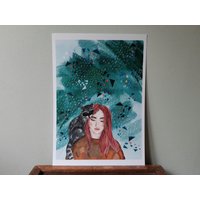 Waschbär/Rothaarige // A4 Kunstdruck von WildMoonIllustration