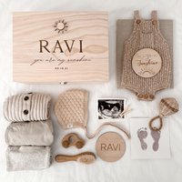 Personalisierte Baby Erinnerungsbox - Sonne Holz Graviert Mit Acryl Name Neugeborenen Andenken Memory Box Babypartygeschenk von WildPineLaser
