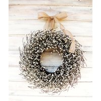 Moderner Bauernhauskranz-Creme Kranz-Neutraler Türkranz-Sommerkranz-Frühlingskranz-Boho Kranz-Einweihungsparty Geschenk von WildRidgeDesign