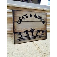 Des Lebens Ein Strand Palette Zeichen Geschnitzt, Dekor, Palmen Versandkostenfrei in Den Usa von WildRiverWoodcrafts