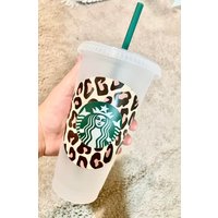 Circle Starbucks Cup | Gepard Kaffee Wiederverwendbare Venti Tasse Personalisierte Mit Namen Geschenk Blume Eis Kaffeetasse von WildSoulsCompanyy