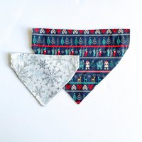 Winter Hunde Bandana, Strümpfe | Über Dem Kragen Oder Krawatte Auf Nordisch, Schneeflocken, Rentier, Weihnachten Personalisiertes Wendbar Winter Hunde Bandana, Strümpfe | Über Dem Kragen Oder Krawatte Auf Nordisch, Schneeflocken, Rentier, Weihnachten Personalisiertes Wendbar von WildWagsCo