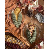 Makramee Mais/Herbst Ernte Gemüse Makramee Mais, Dekorative Mais Wandbehang, Faser Kunst, Dekor von WildWhimsyShop