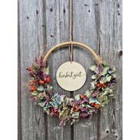 Herbstkranz Herbst Herbstzeit Loop Trockenblumenkranz Hortensien von Wildblumenwerkstatt