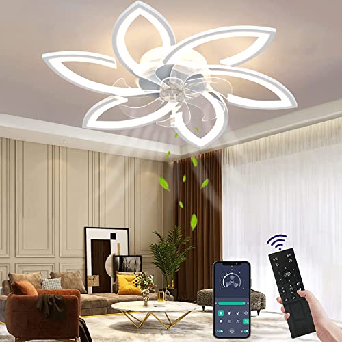 Wildcat Deckenventilator mit Beleuchtung Leise Moderne Led mit Fernbedienung Timer Blütenform Design Ventilator Deckenleuchte für Schlafzimmer Küche von Wildcat