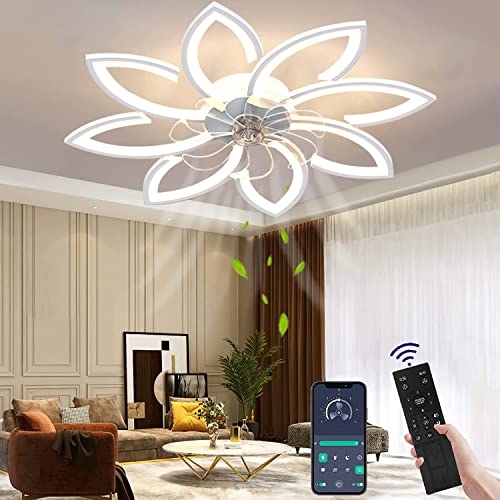 Wildcat Deckenventilator mit Beleuchtung Leise Moderne Led mit Fernbedienung Timer Blütenform Design Ventilator Deckenleuchte für Schlafzimmer Küche von Wildcat