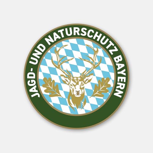 Jagdaufkleber "Jagd- und Naturschutz" Hirsch Bayern - Premiumaufkleber rund von Wilde Hilde Original