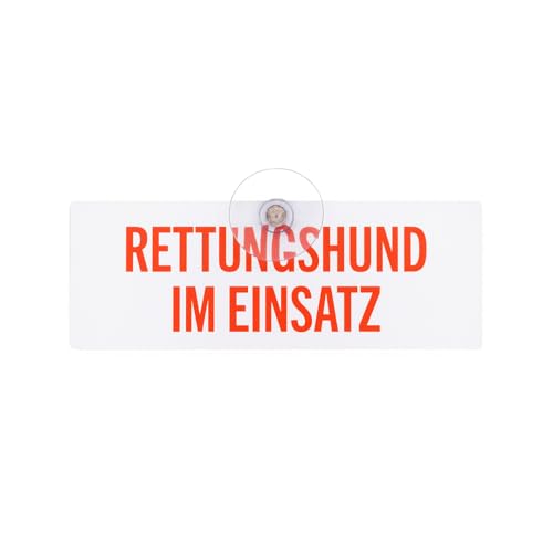 Rettungshund im Einsatz Autoschild, weiß mit roter Schrift, mit Saugnapf Halterung für die Scheibe, Wilde Hilde Original - Made in Germany - UV- und witterungsbeständig Rettungshund im Einsatz Autoschild, weiß mit roter Schrift, mit Saugnapf Halterung für die Scheibe, Wilde Hilde Original - Made in Germany - UV- und witterungsbeständig von Wilde Hilde Original