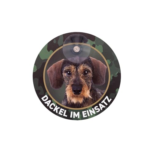 Wilde Hilde Original Dackel-, Teckel-, Dachshund, Rauhaardackel Schild mit Saugnapf für die Autoschiebe von Wilde Hilde Original