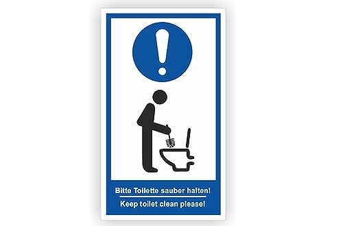 11cm 2Stück Hochwertige Schild Aufkleber-Folie Sticker Decal WC Toilette Klo sauber halten Klobürste benutzen Keep Toilet clean S1047 von WildeBabsKLBT