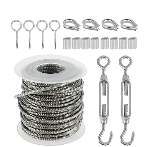 1 5m/30m Bild Drahtkabelgeländer Kit Garten Hochleistungsschraube Augenschraube Spannspannungssieb beschichtete Kabelseil(15M) von Wildeep
