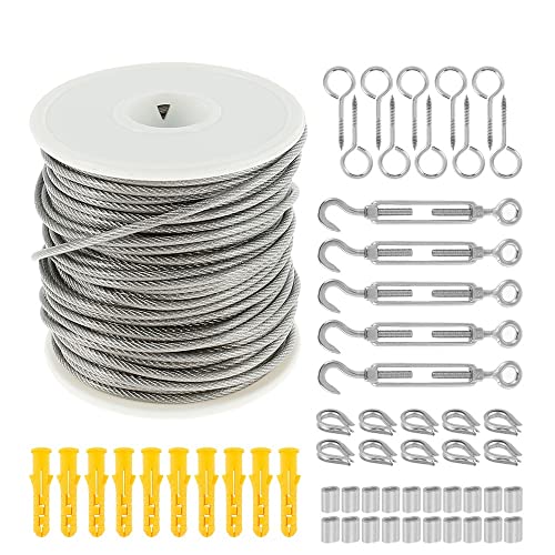 1 5m/30m Bild Drahtkabelgeländer Kit Garten Hochleistungsschraube Augenschraube Spannspannungssieb beschichtete Kabelseil(30M) von Wildeep