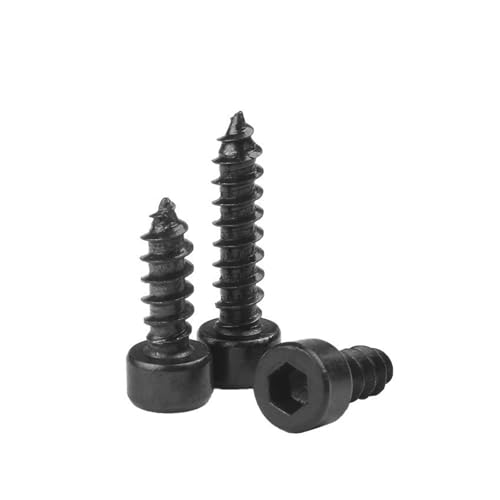 10 Stück M4 M5 Länge 8–50 mm schwarz Innensechskant selbstschneidende Zylinderkopfschraube aus Kohlenstoffstahl(50mm,M4x10pcs) von Wildeep