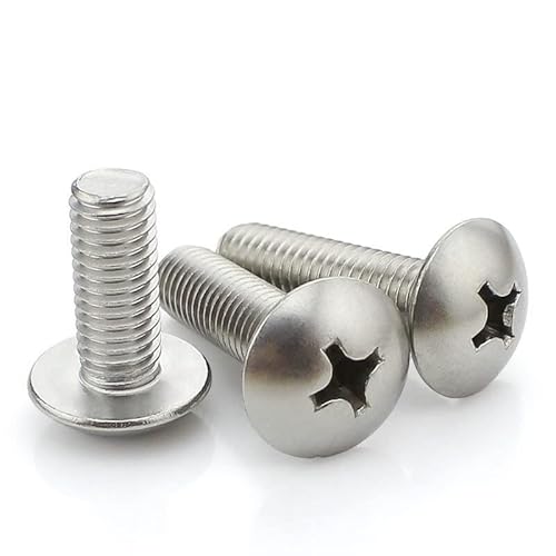20/40 Stück M4 M5 M6 Länge 5–50 mm Kreuzschlitz Flachrundkopf Maschinenschrauben Pilz große Flachkopfschraube 304 Edelstahl(16mm,M5 40pcs) von Wildeep