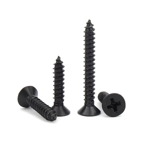 Wildeep 200 Stück M1.6/M1.7 Länge 3–16 mm kleine Schwarze Stahlkreuz-Phillips-Senkkopf-Blechschraube(16mm,M1.7 (200pcs)) von Wildeep