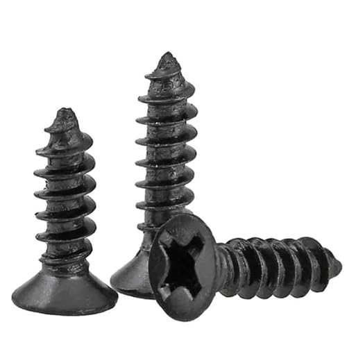 200 Stück M2 M2.3 M2.6 M3 Länge 4–25 mm schwarze Kreuzschlitz-Senkkopf-Blechschraube KA Flachkopf-Elektronik-Mini-Schraube(12mm,M3) von Wildeep