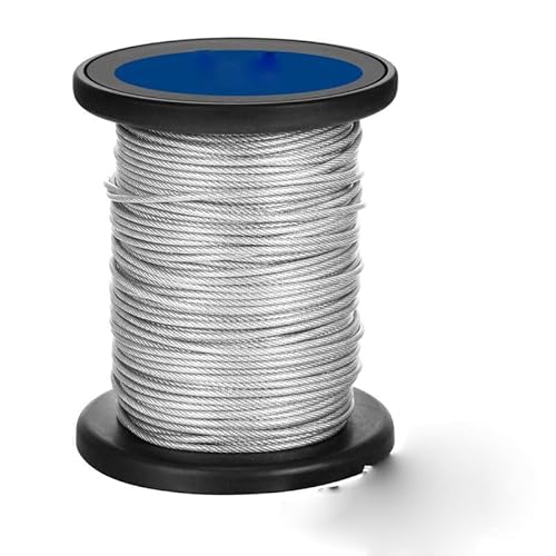 3 mm*50 m Edelstahldrahtseil, starke Linie PVC Beschichtete flexible Wäscheleine Kit von Wildeep
