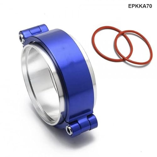 Abgas-V-Band-Klemme W Flanschsystem Assembly Anodized Clamp for Turbo-Dump-Interkühlerrohr(2.75inch 70mm blue) von Wildeep
