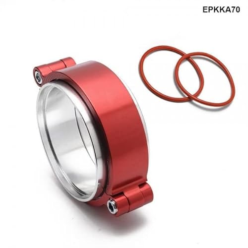 Abgas-V-Band-Klemme W Flanschsystem Assembly Anodized Clamp for Turbo-Dump-Interkühlerrohr(2.75inch 70mm red) von Wildeep