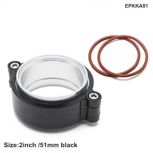Abgas-V-Band-Klemme W Flanschsystem Assembly Anodized Clamp for Turbo-Dump-Interkühlerrohr(2inch 51mm black) von Wildeep
