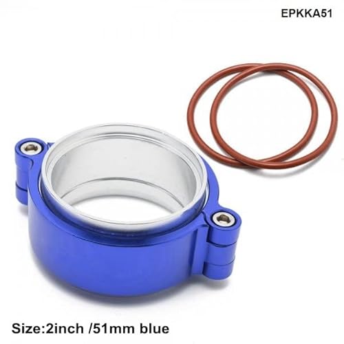 Abgas-V-Band-Klemme W Flanschsystem Assembly Anodized Clamp for Turbo-Dump-Interkühlerrohr(2inch 51mm blue) von Wildeep