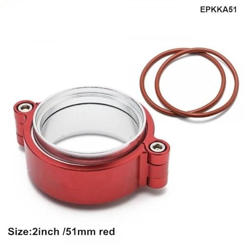 Abgas-V-Band-Klemme W Flanschsystem Assembly Anodized Clamp for Turbo-Dump-Interkühlerrohr(2inch 51mm red) von Wildeep