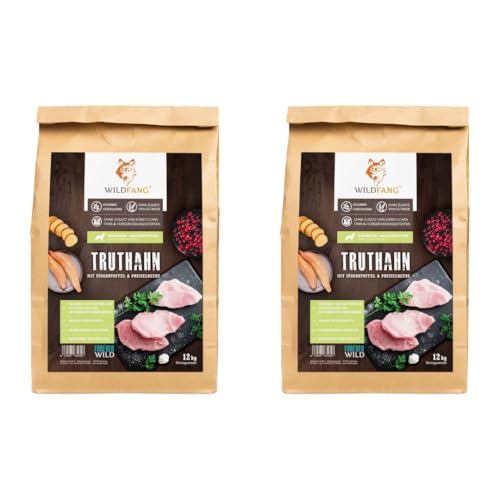 Wildfang® Hundefutter - Trocken - Getreidefreies Hundefutter - Premium Trockenfutter (2 x 2 kg, Truthahn mit Süßkartoffel - Senior) von Wildfang