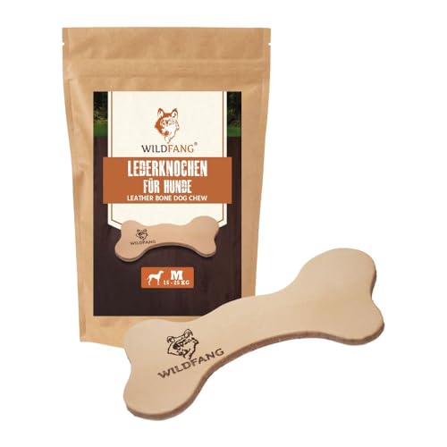 Wildfang® Leder Kauknochen Hund, Größe M – zahnpflege Hund, Hundespielzeug, kauspielzeug & kauknochen Welpen – für mittlere Hunde (10–15 kg), 1 Stück von Wildfang