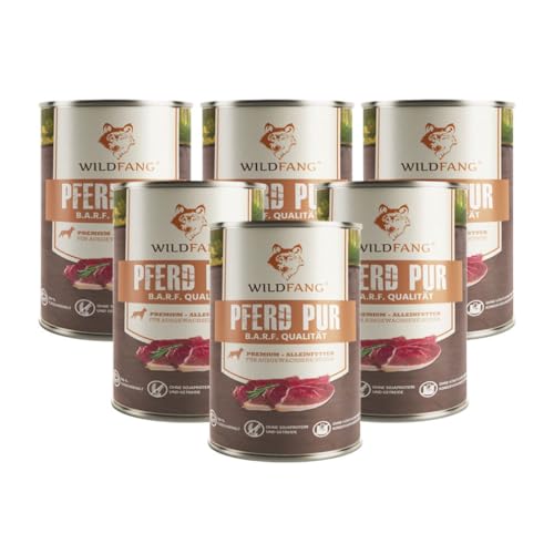 Wildfang® Premium Hunde-Nassfutter I Monoprotein I getreidefrei I B.A.R.F Qualität (Pferd pur, 6 x 800g) von Wildfang