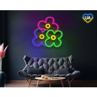 Blume Neon Schild Schlafzimmer, Leuchtschild, Blumen Led Schild, Led Lichtschild von WildfireDecor