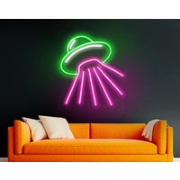 Ufo Neon Schild, Party Deko, Schild Raum, Ufo Led Wanddeko, Alien Raumschiff Led Space Gamer Room von WildfireDecor