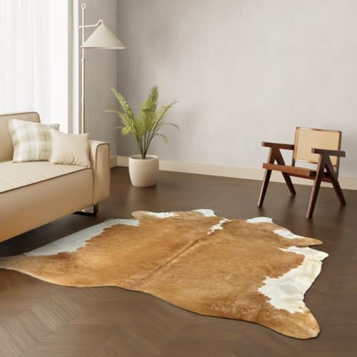 Wildlife Design Großer Echter Kuhfell Teppich – Klassisch Braun-Weiß gefleckt. Maße 230x210 cm. Ideal fürs Wohnzimmer. Nachhaltig, Tierfreundlich + GRATIS Lederuntersetzer von Wildlife Design