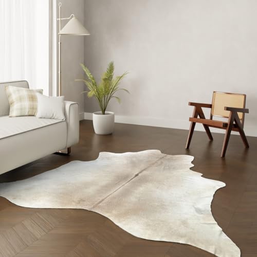 Wildlife Design Großformat Echter Kuhfell Teppich – Champagner-Grau. Imposante 230x210 cm! Perfekt fürs Wohnzimmer. Nachhaltig, Tierfreundlich + GRATIS Lederuntersetzer von Wildlife Design