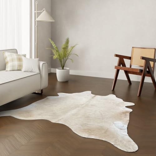 Wildlife Design Kuhfell Teppich Echtfell Sandfarben XL 220x200 cm Wohnzimmer Nachhaltig Tierfreundlich Gratis Lederuntersetzer von Wildlife Design
