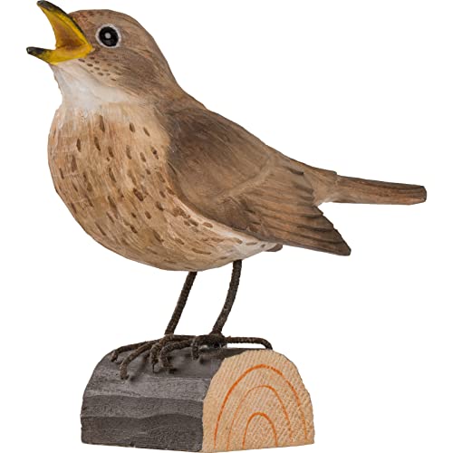 WILDLIFEGARDEN Wildlife Garden WG4440 DecoBird Sprosser - Handgeschnitzter Dekorative Vogel aus Holz - Kleine Europäische Vögel von WILDLIFEGARDEN