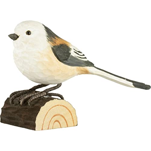 WILDLIFEGARDEN Wildlife Garden WG420 DecoBird Schwanzmeise - Handgeschnitzter Dekorative Vogel aus Holz - Kleine Europäische Vögel von WILDLIFEGARDEN